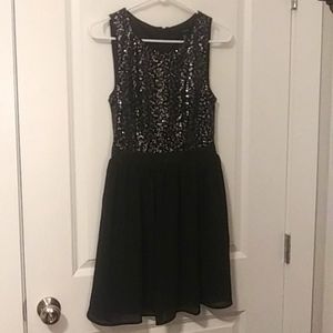 Forever 21 | Black & Silver Sequins and Sheer Gathered Dress | S